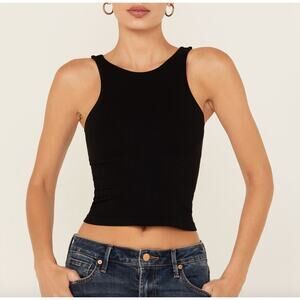 Intimately Free People Clean Lines Cami Black- M/L Seamless High Scoop Neck